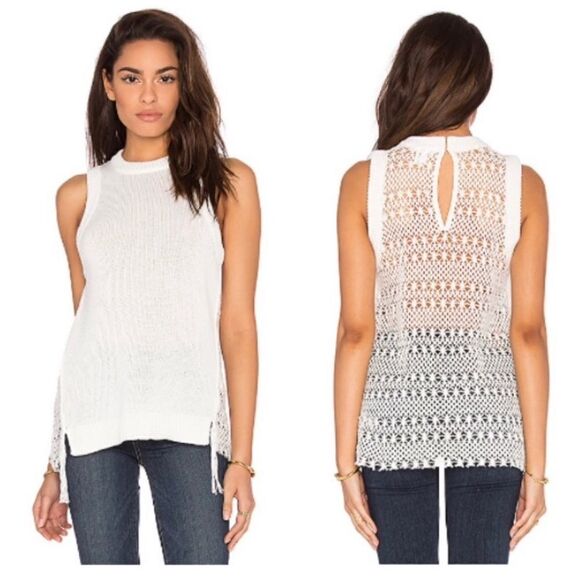 🪦 PAIGE. White Cotton knitted Style Tank Size Small (3 for 30 sale) - Picture 1 of 8